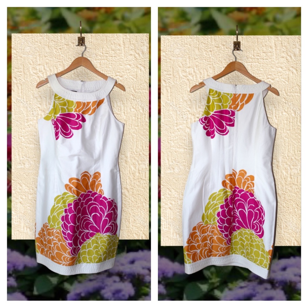 Tropical Resort-Style Jones New York Floral Midi Sheath Dress